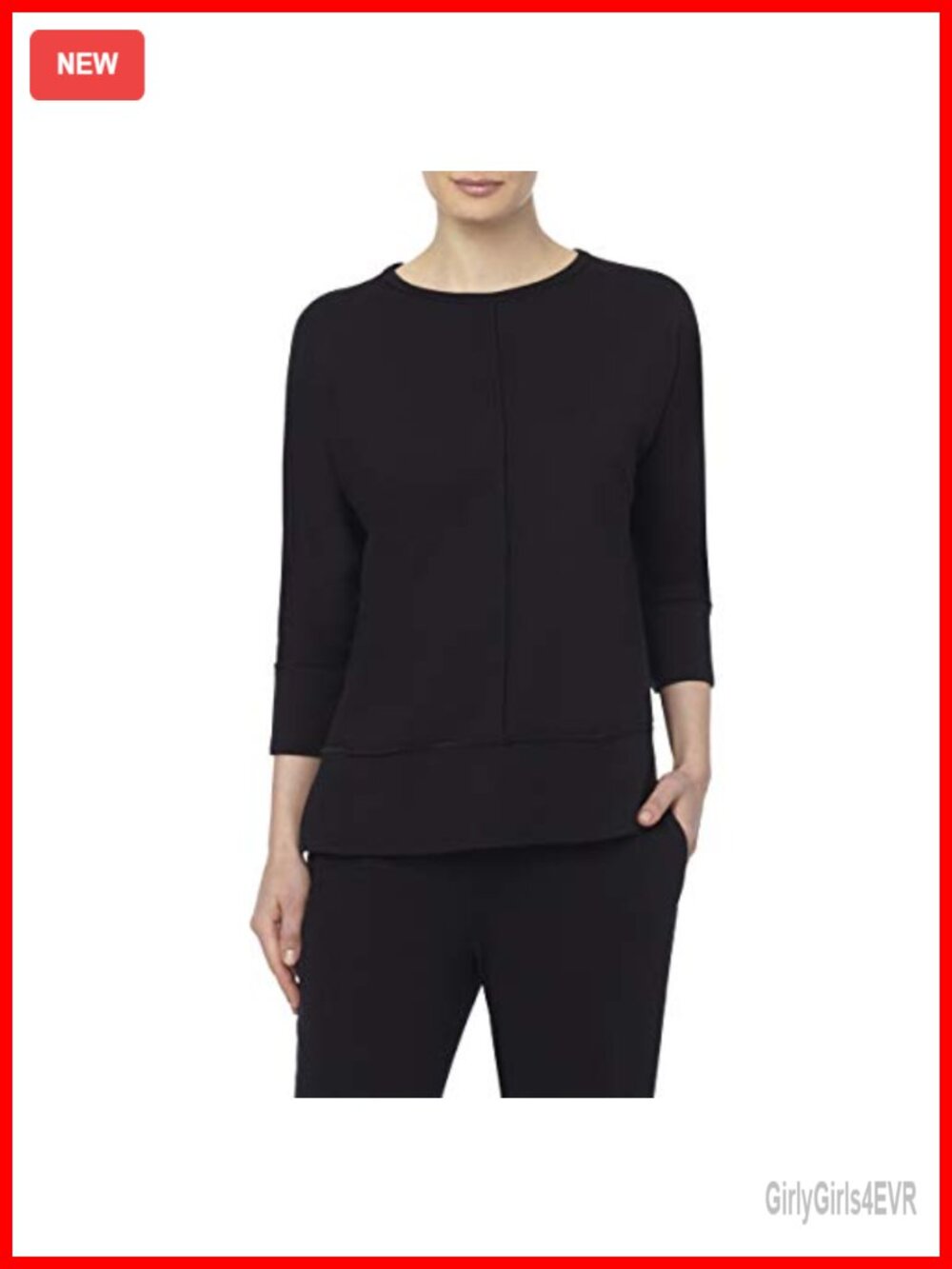 Womens 3/4 Sleeve Dolman Knit Tunic Top Boat Neck Pullover